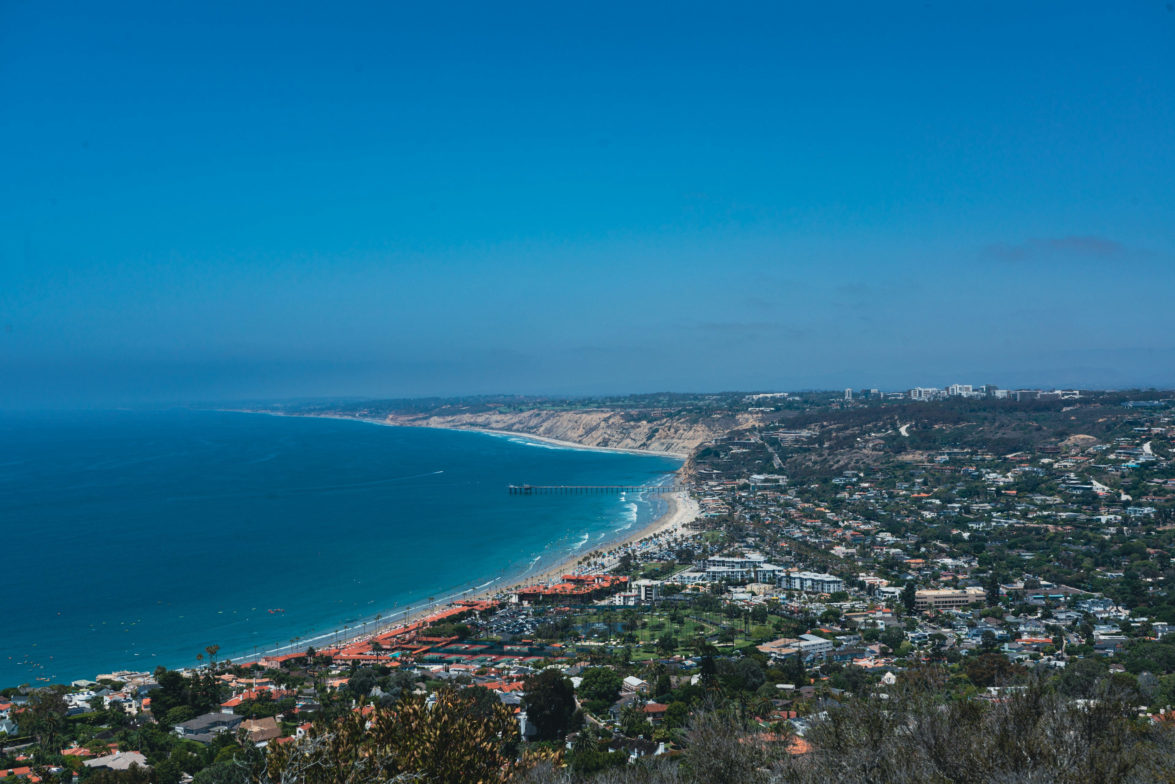 Aerial view of the La Jolla and San Diego coastline in Southern California